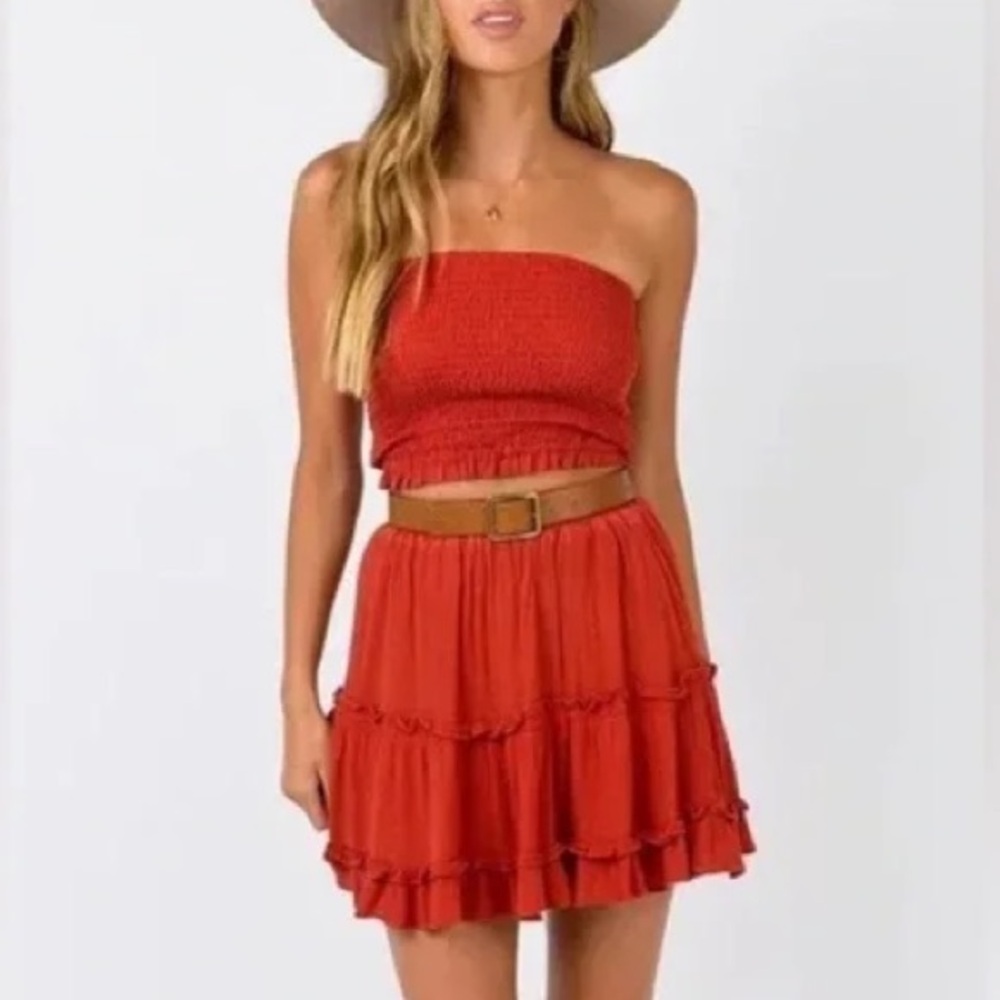 Princess Polly Carter Skirt in Rust